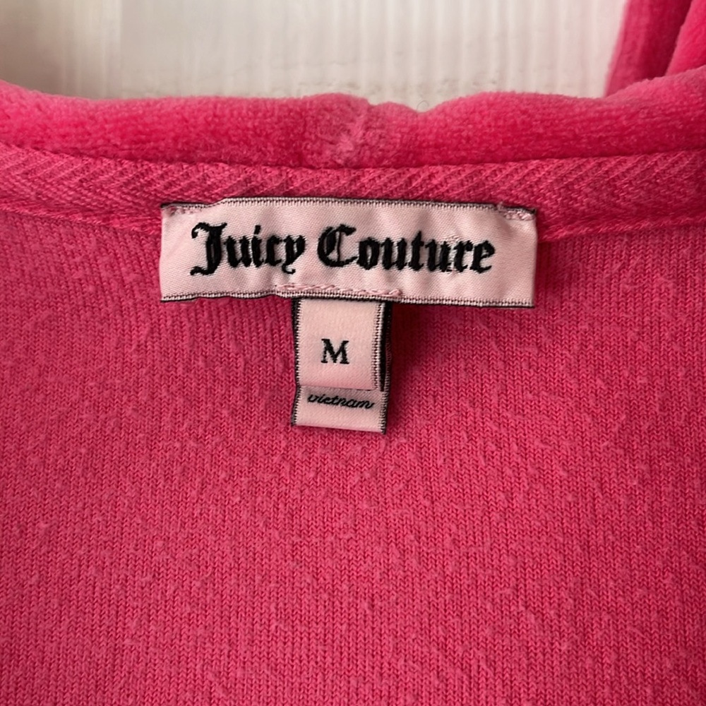 Juicy Couture Y2K VTG hot pink velour track  hoodie ChooseJuicy gold glitter Med - Picture 3 of 16